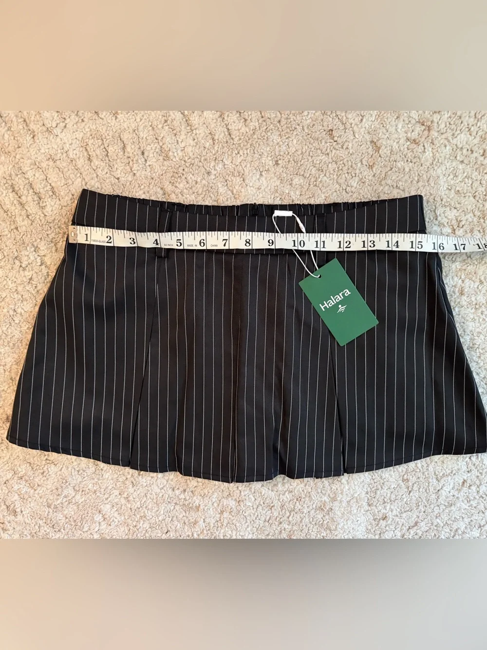 Halara black & white pinstripe mini skort, size Small. NWT. - Picture 7 of 8